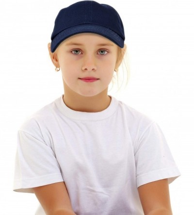 Baseball Caps Youth Childrens Cotton Cap Plain Hat Black Khaki Navy Pink Red White - Navy Blue - C312N79CICM $21.98