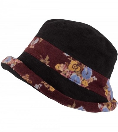 Bucket Hats Bucket Hat Packable Floral Fall Winter Women Lady Cap SLB1233 - Black - CG18A9N6HX7 $26.11