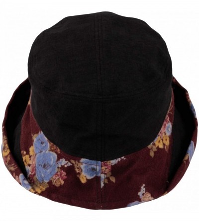 Bucket Hats Bucket Hat Packable Floral Fall Winter Women Lady Cap SLB1233 - Black - CG18A9N6HX7 $26.11