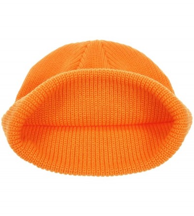 Skullies & Beanies Classic Men's Warm Winter Hats Acrylic Knit Cuff Beanie Cap Daily Beanie Hat - Orange - CQ18ZTW2NGL $10.00