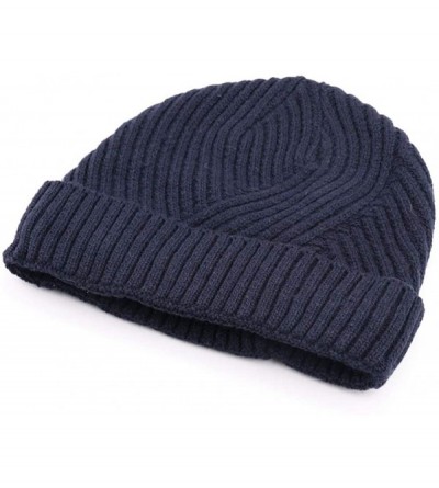 Skullies & Beanies Men's Winter Hat Warm Knitted Wool Thick Beanie Skull Cap for Men Women Gifts - Navy2 - CP193C7ZWER $8.51