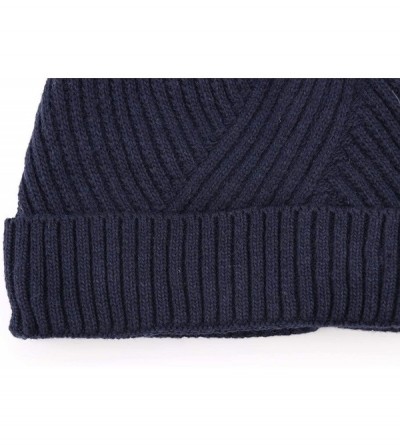 Skullies & Beanies Men's Winter Hat Warm Knitted Wool Thick Beanie Skull Cap for Men Women Gifts - Navy2 - CP193C7ZWER $8.51