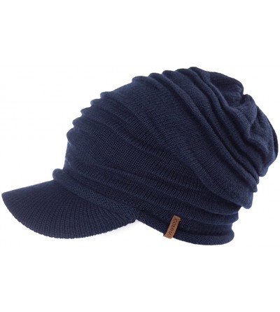 Skullies & Beanies Wool Visor Beanie for Men Winter Knit Hat Scarf Sets Neck Mask - 89242anavy - CC18AGL2AA3 $19.36