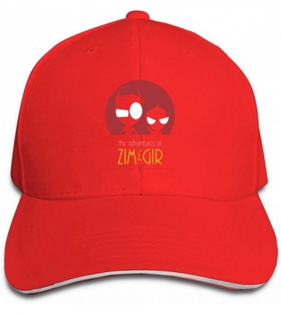 Baseball Caps Adult Unisex Sports Invader Zim Gir Adjustable Sandwich Baseball Caps for Men's&Women's - Red - CX18Y4DOH60 $20.96