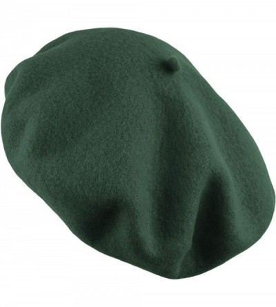 Berets Women's Wool French Beret Cozy Stretchable Beanie Unisex Artist Cap One Size - Dark Green - CP192U0XUS4 $7.67