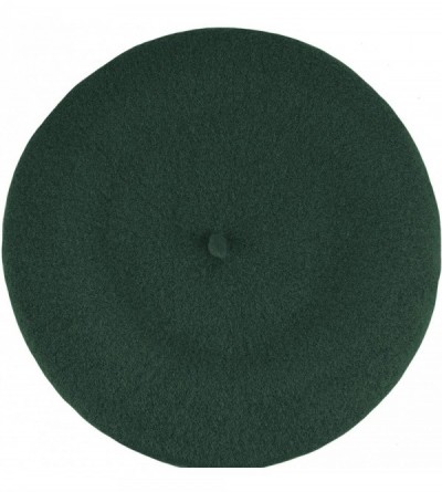 Berets Women's Wool French Beret Cozy Stretchable Beanie Unisex Artist Cap One Size - Dark Green - CP192U0XUS4 $7.67