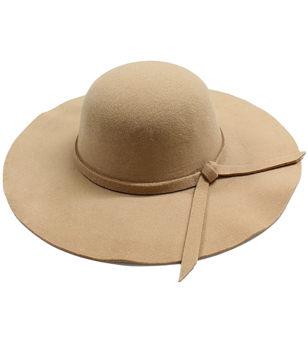 Fedoras Womens Floppy Wool Fedora Felt Hat with Wide Brim Many Styles - Camel Buckle - C912BDD4E1P $22.04