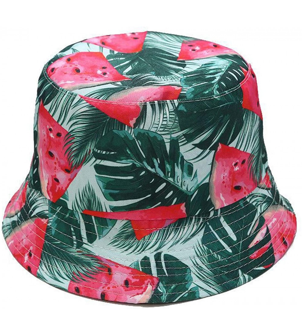 Bucket Hats Unisex Print Double-Side-Wear Reversible Bucket Hat - Watermelon - CB19978ANNL $10.31