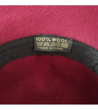 Sun Hats Women's 100% Wool Foldable Wide Brim Retro Fedora Floppy Felt Bowler Hat - Red-vintage Red - CI1808Z83MW $15.91
