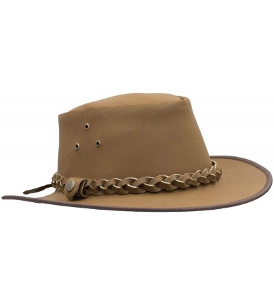 Cowboy Hats Leather Cowhide Outback Braided Traveler Hat - Tan - CV18Q7NEZ3I $80.18