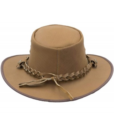 Cowboy Hats Leather Cowhide Outback Braided Traveler Hat - Tan - CV18Q7NEZ3I $53.82