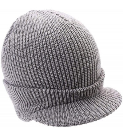 Skullies & Beanies Mens Knit Campus Radar Hat Knit Cap Visor Hats Billed Beanie Ski Caps with Brim - Lightgray - CX18KEG3C25 ...