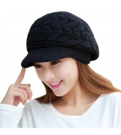Skullies & Beanies Women Hat-Fashion Women Hats For Winter Beanies Knitted Hats Girls' Rabbit Cap (Black) - Black - C912O0UNX...