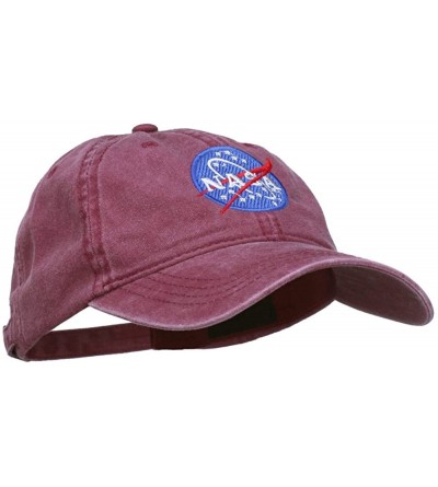 Baseball Caps NASA Insignia Embroidered Pigment Dyed Cap - Maroon - CJ12EUBP2NV $30.54