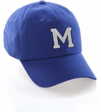 Baseball Caps Customized Letter Intial Baseball Hat A to Z Team Colors- Blue Cap Navy White - Letter M - CO18NMYRC0Y $17.09