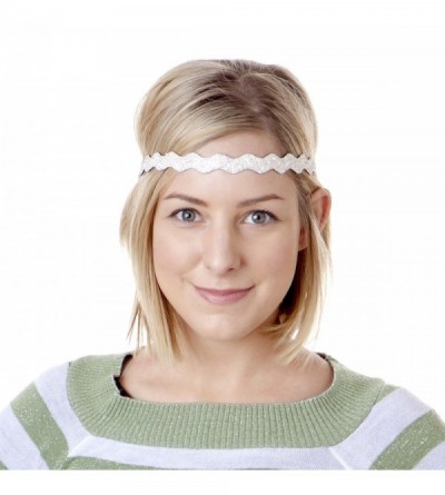 Headbands 5pk Girl's Cute Glitter Headbands Hairband Gift Pack Silver- Black- Gold- White - CU11GNZ5T63 $22.89