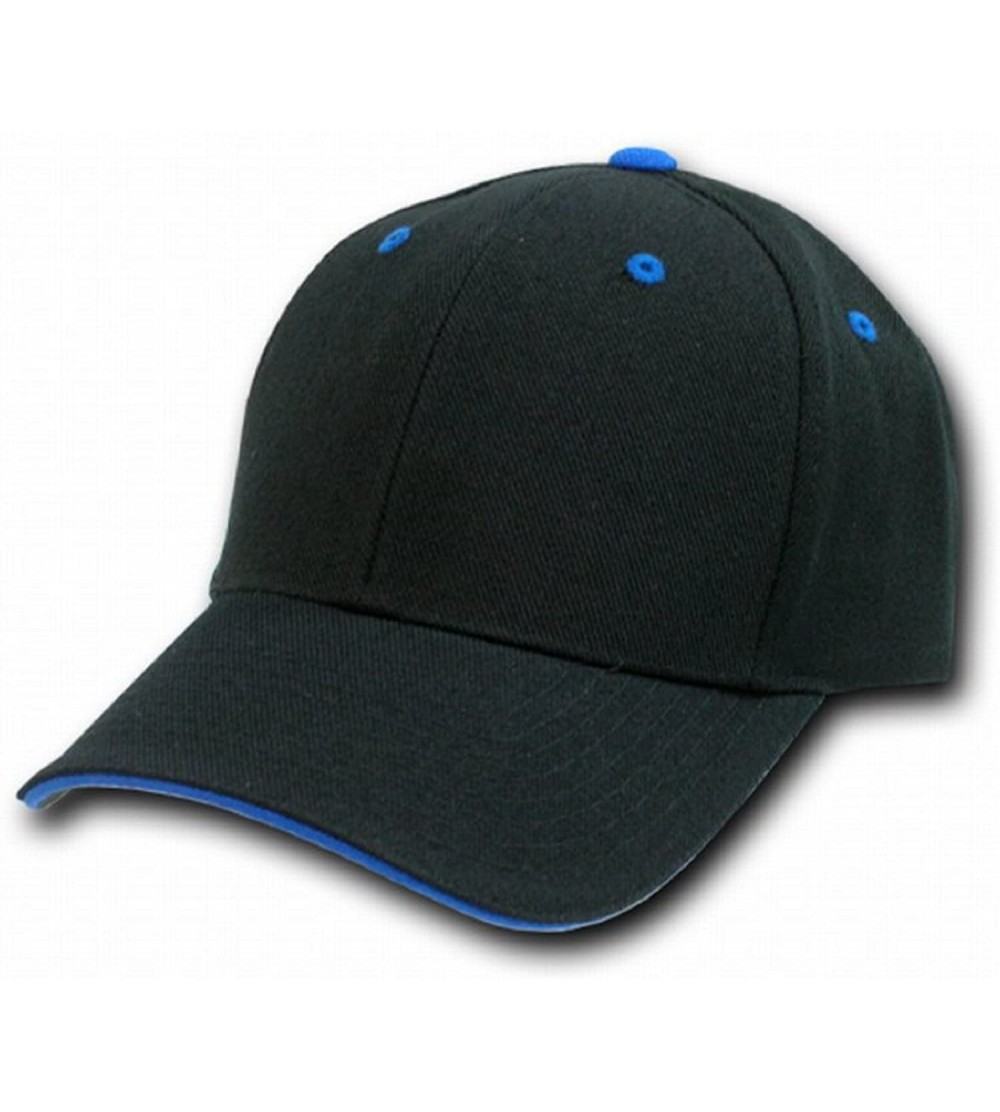 Baseball Caps Orgianl Sandwich Visor Baseball Caps - Adjustable - Black/Royal - CI119Q4OS3D $12.06