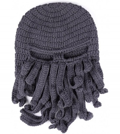 Skullies & Beanies Unisex Knit Stubble Beard Beanie - Gray - C212IERFB9H $16.32