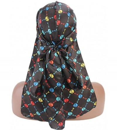 Skullies & Beanies Print Silky Durags Turban Silk Du Rag Waves Caps Headwear Do Doo Rag for Women Men - Tjm-05k-4 - CC197UXDD...