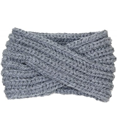 Cold Weather Headbands Women's Winter Knitted Headband Ear Warmer Head Wrap (Flower/Twisted/Checkered) - Gray - CS18HD5NTKD $...