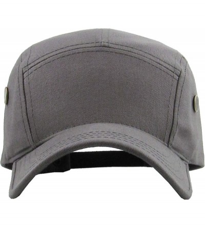 Baseball Caps Five Panel Solid Color Unisex Adjustable Army Military Cadet Cap - Dark Grey - CL11YXG7GGF $7.88