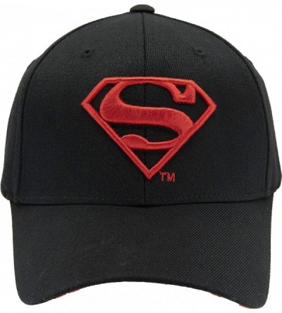 Baseball Caps DC Comics Superman Fitted Hat Men Women Flexfit Baseball Ball Cap Officially Licensed - Black/Red - CX184U4HM9X...