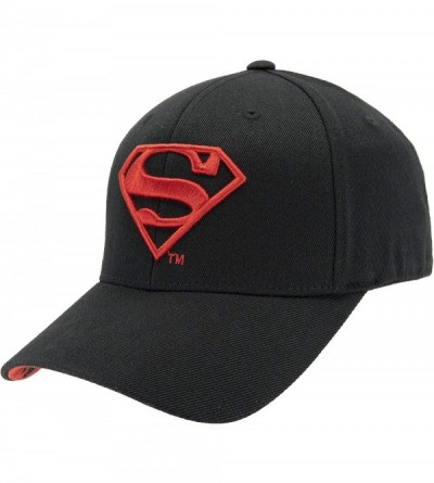 Baseball Caps DC Comics Superman Fitted Hat Men Women Flexfit Baseball Ball Cap Officially Licensed - Black/Red - CX184U4HM9X...