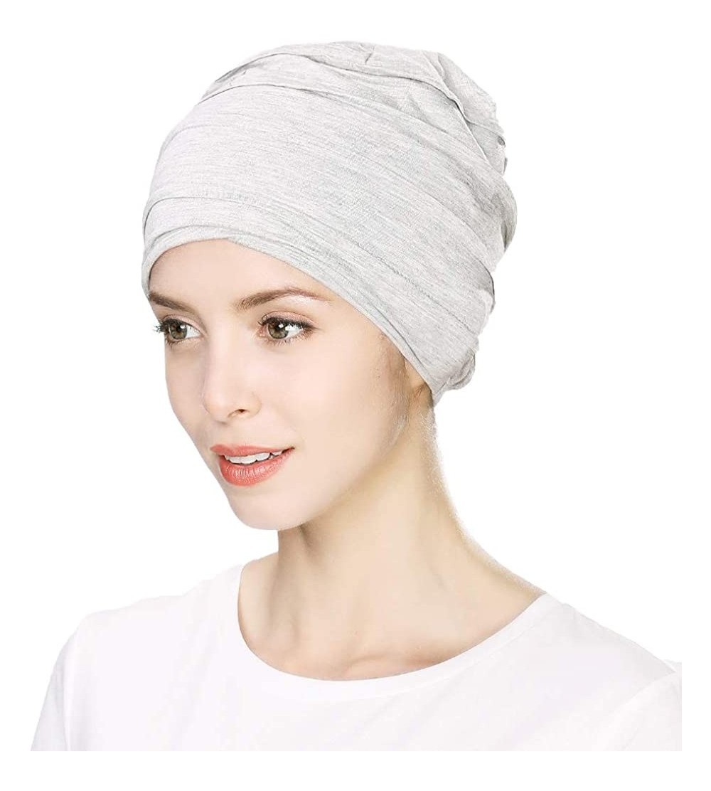 Skullies & Beanies Headwrap Head Scarf Chemo Beanie Hat Slouchy Cancer Turban Sleeping Hat - 99047light Grey - C818Y97EIC0 $1...
