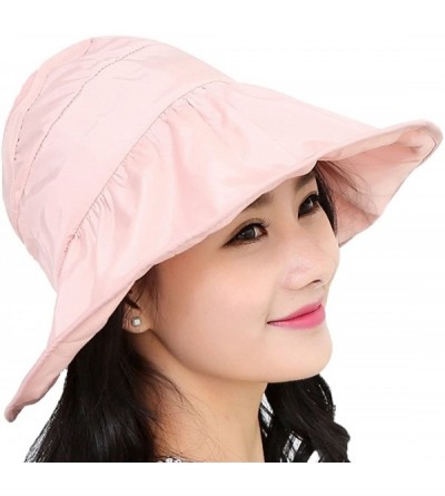 Sun Hats Summer Bill Flap Cap UPF 50+ Cotton Sun Hat Neck Cover Cord for Women - Pink - CZ18DL5YLU0 $11.67