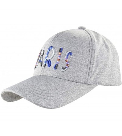 Baseball Caps Women's Paris Rainbow 3D Embroidered Sayings Adjustable Hat - Grey - CY18N6EL3UG $9.59