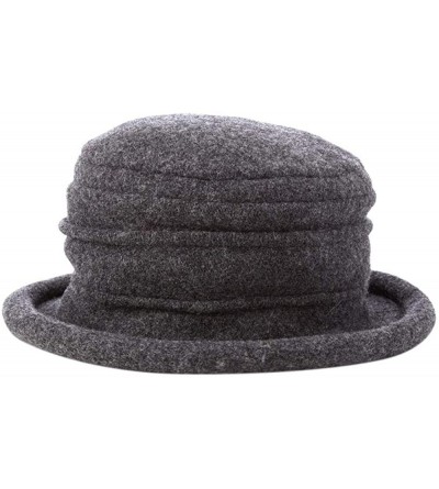 Bucket Hats Women's Packable Boiled Wool Cloche - Charcoal - CY11583NDTV $67.06