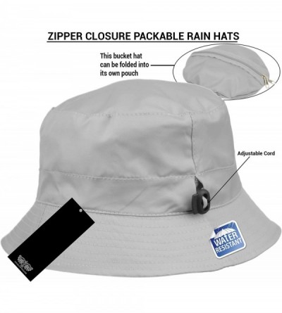 Rain Hats Adjustable Waterproof Bucket Rain Hat in Nylon- Easy to fold CL3056 - Cl3056lt Gray - C218IRW7K22 $11.90