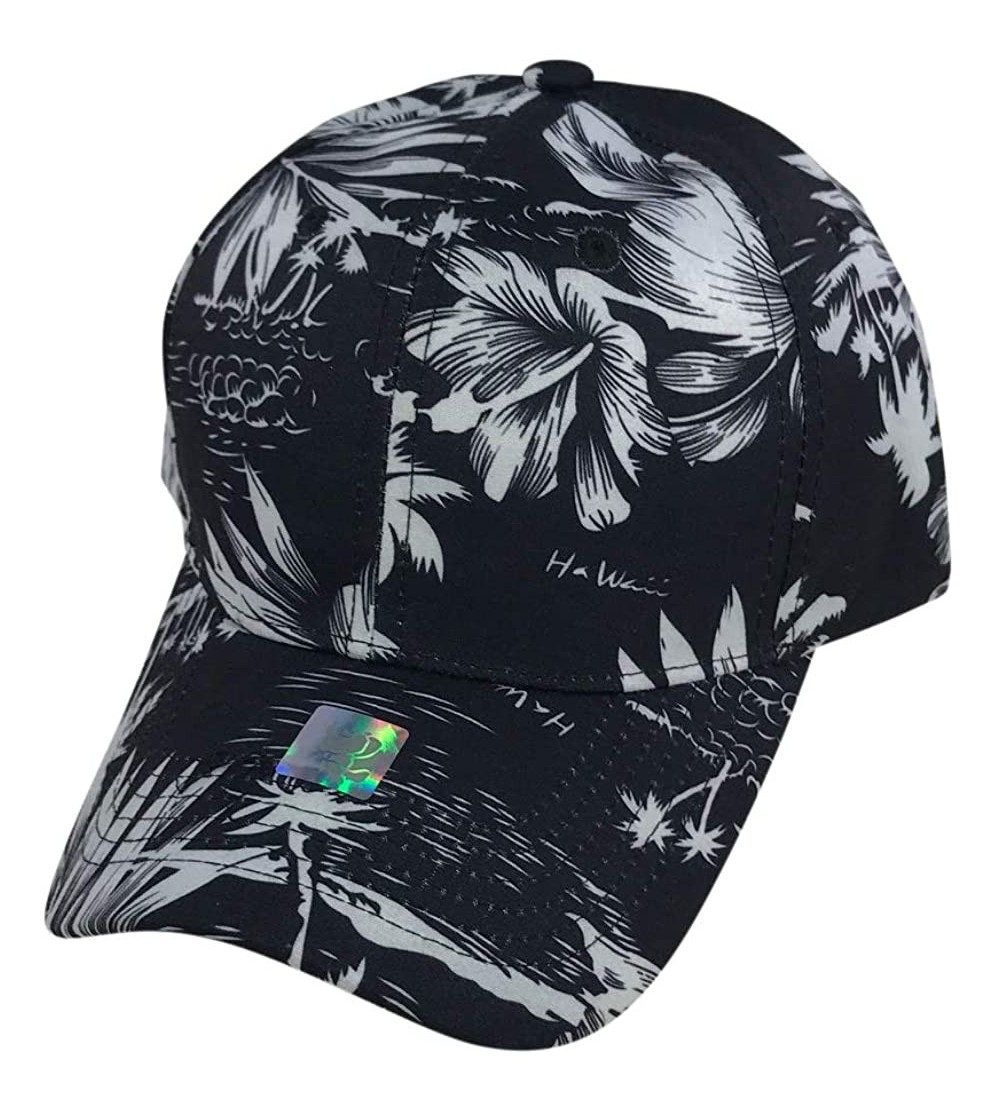 Baseball Caps Floral Print Baseball hat - Hawaiian Flower Baseball Caps - Black & White Floral Print - C818OTYZAX8 $14.37