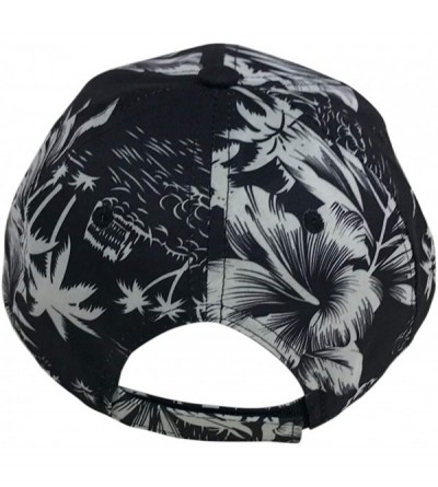 Baseball Caps Floral Print Baseball hat - Hawaiian Flower Baseball Caps - Black & White Floral Print - C818OTYZAX8 $14.37