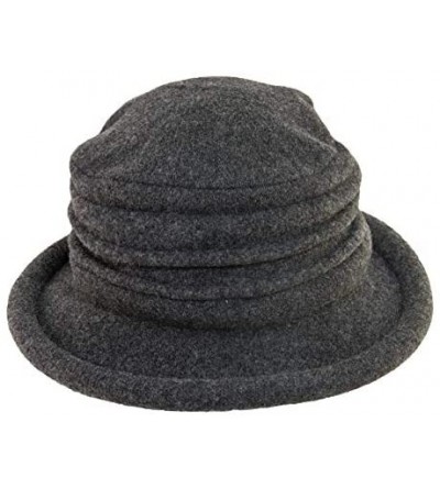 Bucket Hats Women's Packable Boiled Wool Cloche - Charcoal - CY11583NDTV $25.91