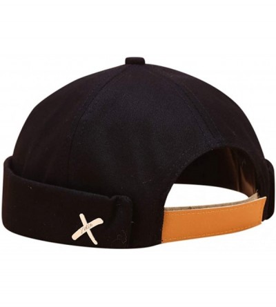 Berets Fashion Docker Leon Harbour Mechanic Hat Watch Cap Breathable Retro Brimless Beanie Hat Unisex - Black - CU18U96DNIS $...