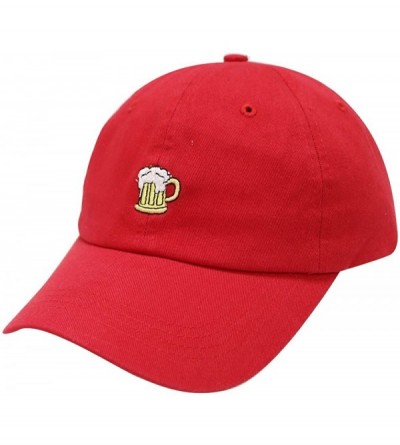 Baseball Caps Beer Small Embroidery Cotton Baseball Cap Multi Colors - Red - C912HJQWVPB $23.23