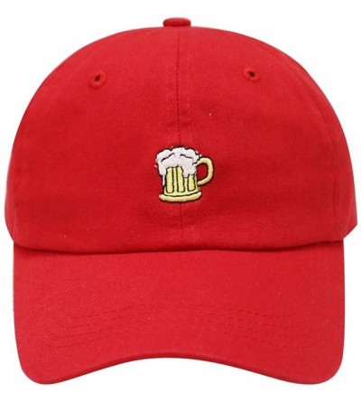 Baseball Caps Beer Small Embroidery Cotton Baseball Cap Multi Colors - Red - C912HJQWVPB $10.50