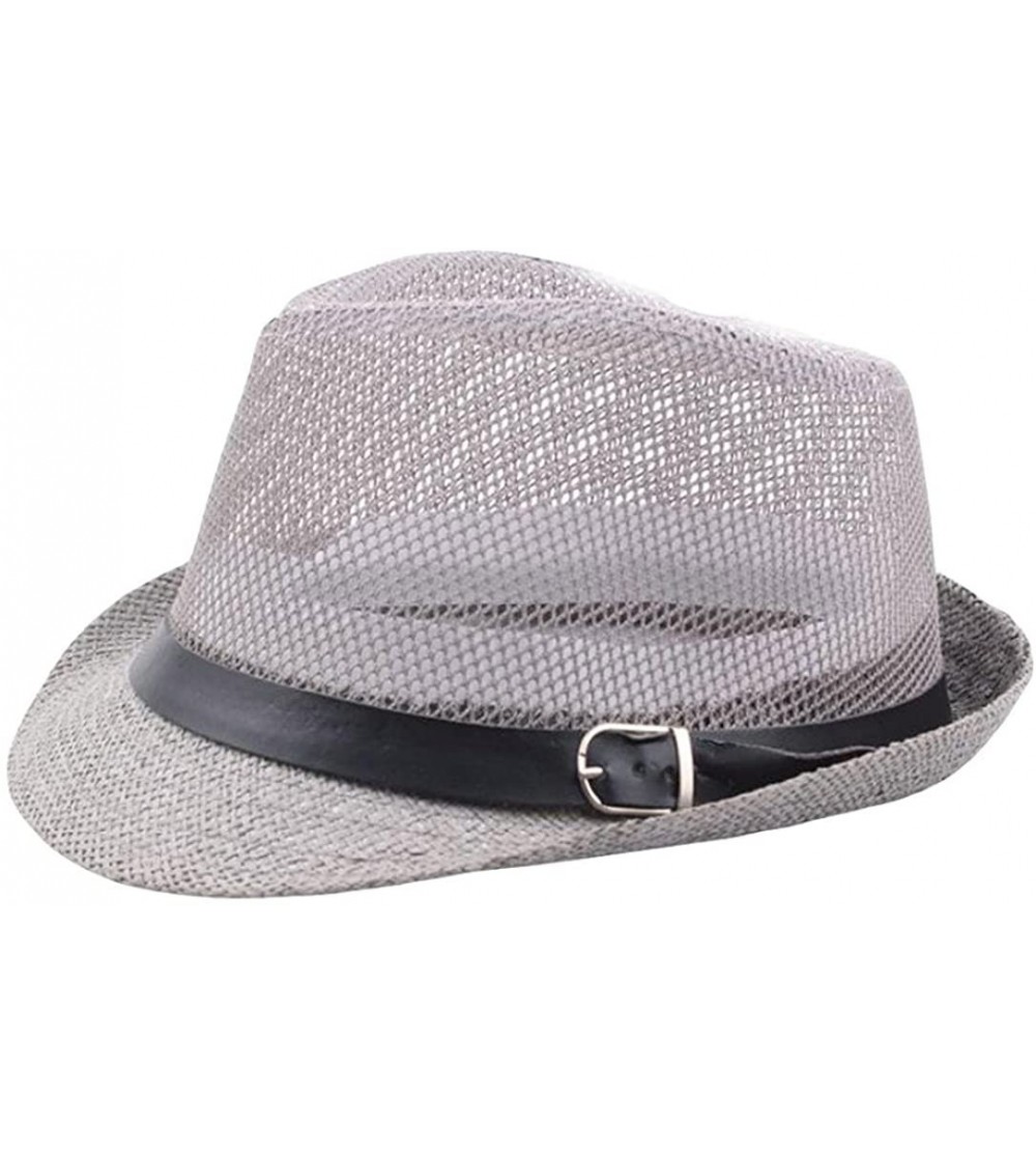 Fedoras Fedora Hat- Summer Beach Straw Pamoa Trilby Hat - Gray - C718DSAE9H0 $8.48
