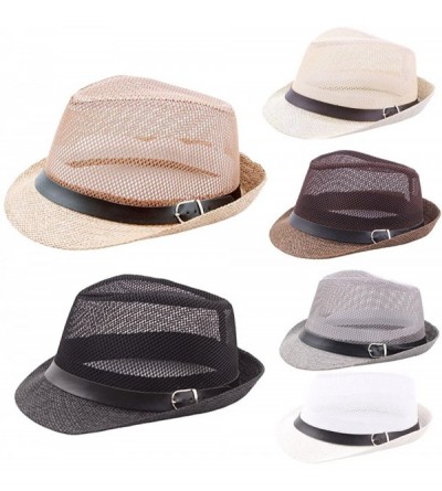 Fedoras Fedora Hat- Summer Beach Straw Pamoa Trilby Hat - Gray - C718DSAE9H0 $8.48