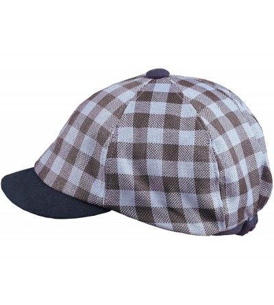 Newsboy Caps Linen Checkered Packable Round Cap Newsboy Cap Gatsby Hat - Lavender - CR11OIFNIJ5 $11.74