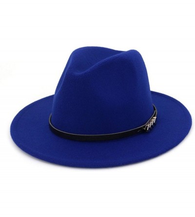 Fedoras Unisex Plain Belt Buckle Decorated Australia Wool Felt Jazz Fedora Hat Men Women Flat Brim Panama Formal Hat - CD18O3...