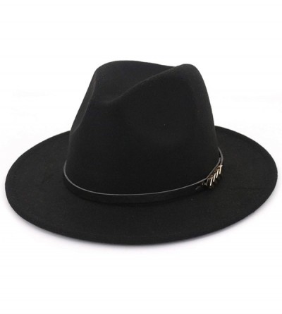 Fedoras Unisex Plain Belt Buckle Decorated Australia Wool Felt Jazz Fedora Hat Men Women Flat Brim Panama Formal Hat - CD18O3...