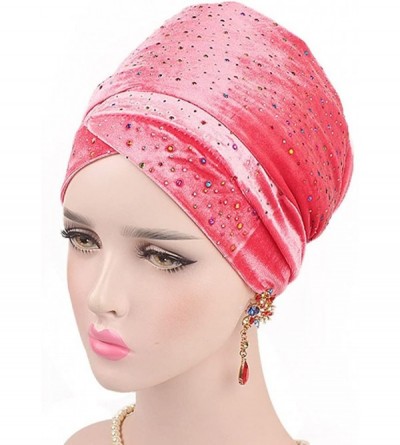 Skullies & Beanies Women's Muslim Scarf Hat Stretch Turban Headwear for Cancer Chemo - Pink - C018G83Y7ED $13.64