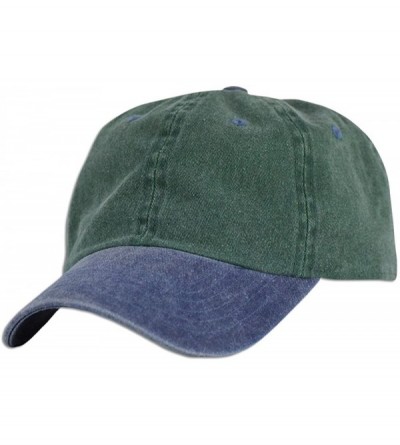 Baseball Caps Dad Hat Pigment Dyed Two Tone Plain Cotton Polo Style Retro Curved Baseball Cap 1200 - Green / Blue - CD17X0N2Z...