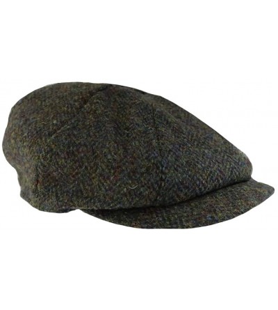 Newsboy Caps Carloway 100% Wool Harris Tweed Cap - Dark Green Check - C918RIY8E42 $52.52