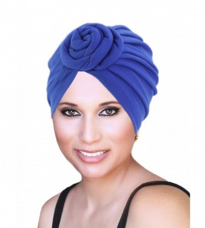 Skullies & Beanies Chemo Turban Headbands for Women Cancer Patient Hair Loss Pre-Tie Turban Cover Hat Royal Blue - CZ196MIZ0E...