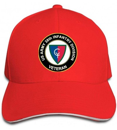 Baseball Caps U.S. Army 38th Infantry Division Veteran Sandwich Hat Baseball Cap Dad Hat - Red - CY18KGXEXY4 $22.09