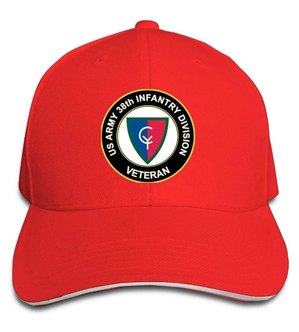 Baseball Caps U.S. Army 38th Infantry Division Veteran Sandwich Hat Baseball Cap Dad Hat - Red - CY18KGXEXY4 $22.09