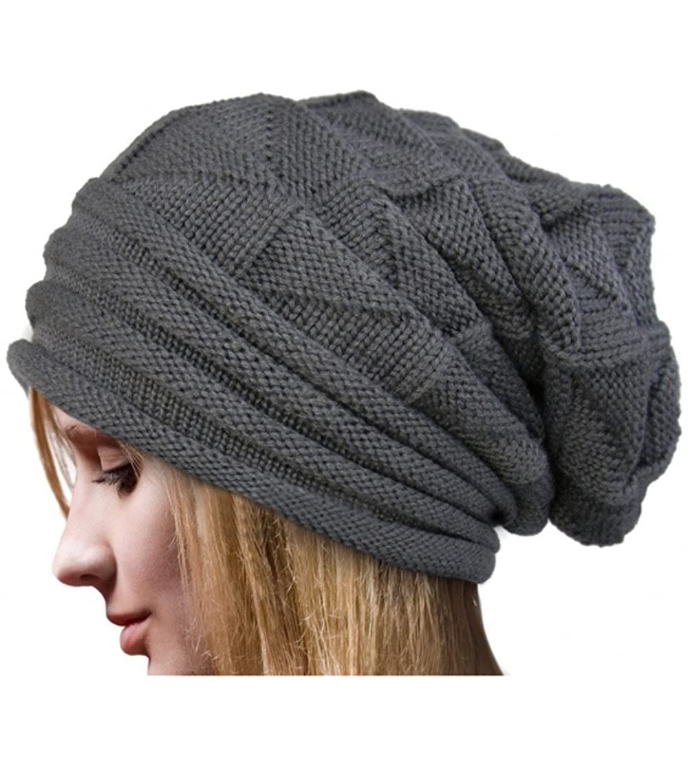 Women's Solid Color Wool Knit Hats Earmuffs Parent-Child Caps - Dark ...